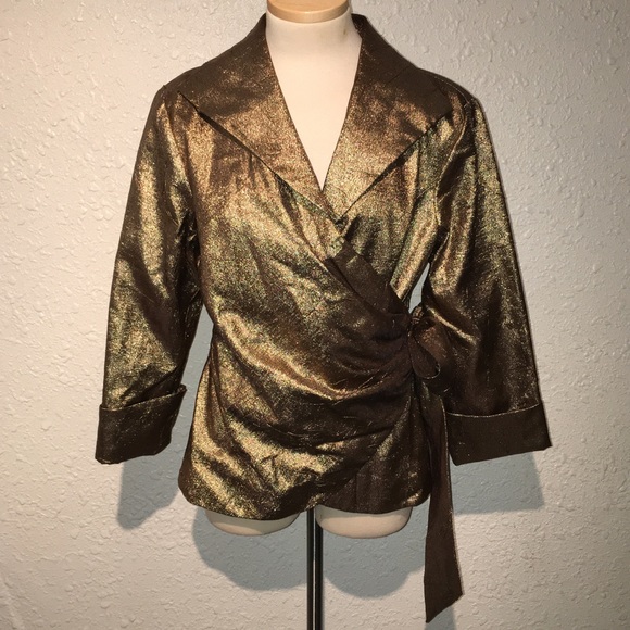 Cachet Gold Wrap Top A27 - Picture 1 of 6